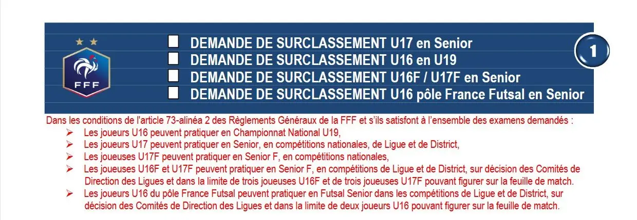 Surclassement joueur FFF 2026-2027 : dossier et conditions