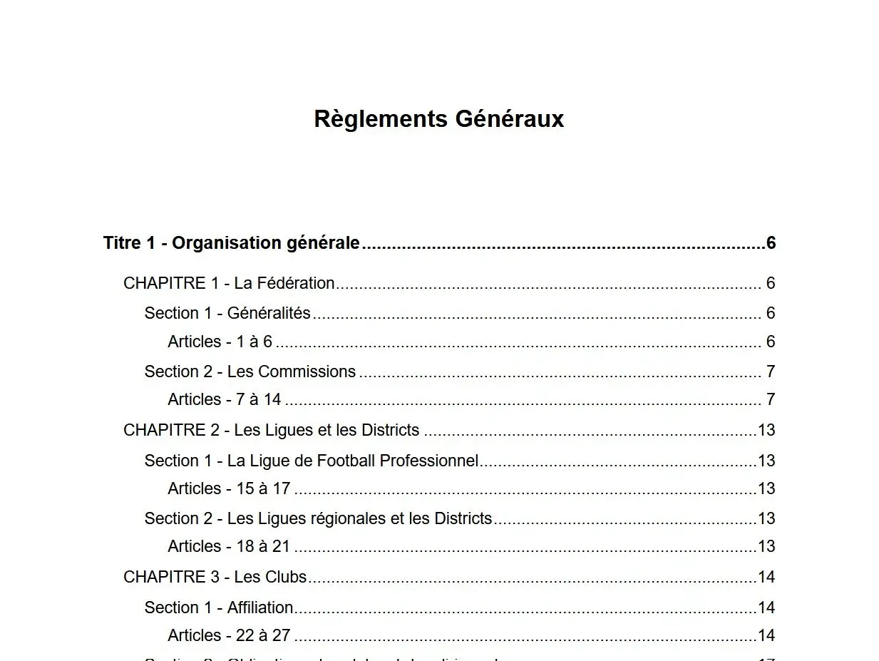 Règlements généraux FFF 2026-2027 : le PDF officiel